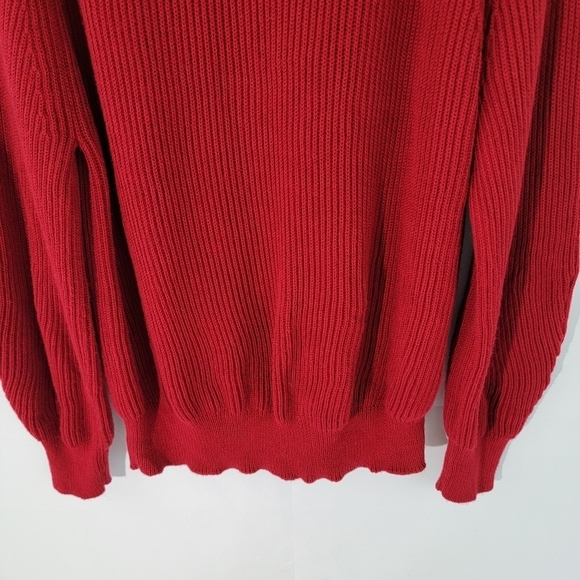 MaxMara Women's Red Crewneck Cable Knit Sweater Size M/L Cozy & Warm Valentine - Picture 7 of 8
